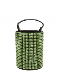 Bold Rhinestone Pave Bucket Shape Bag 6620 GREEN